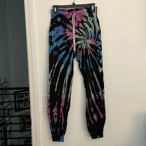 High waisted tie dye pants